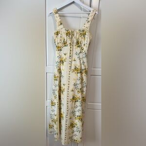 Love The Label Penida A-Line Floral Maxi Dress in Cream, Blue & Yellow Size: Sm